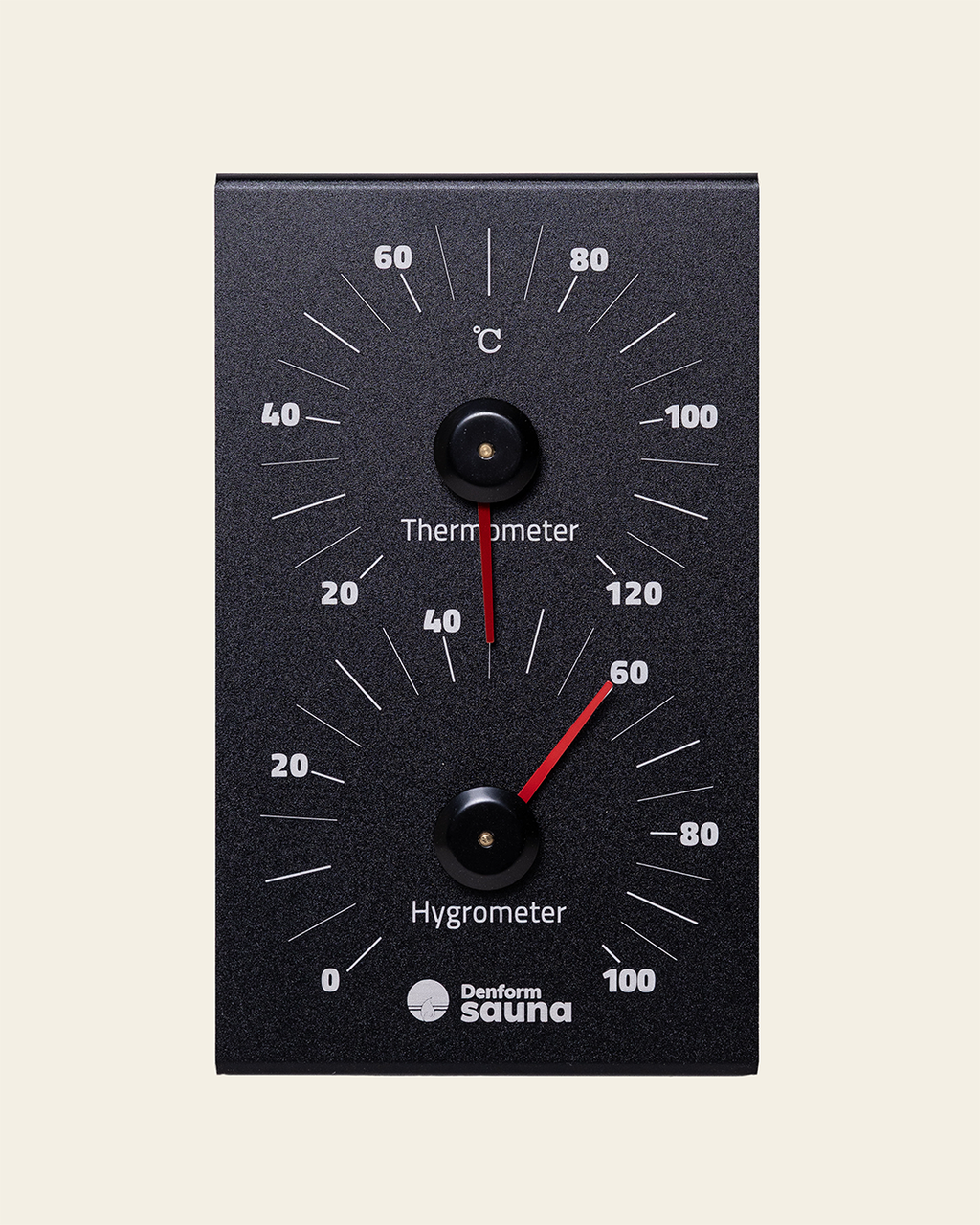 Hygrometer & Termometer Sort Aluminium